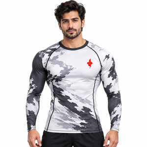 Chemise de compression à manches longues pour homme, vêtements de sport athlétiques, entraînement, fitness, course à pied, cyclisme, surf, gym - Product Image 1