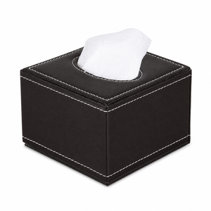 Boîte à mouchoirs en cuir avec logo personnalisé, étui rectangulaire pour serviettes en papier, distributeur de mouchoirs pour hôtel, bureau, voiture - Product Image 5