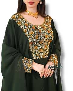 Wholesale Ethnic Wedding Evening Party Wear <b>Kaftan</b> Long Sleeve Floor Length Lightweight <b>Plus</b> <b>Size</b> Polyester Handmade Sequined - Product Image 6