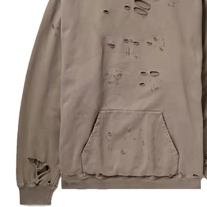 Sudadera con Capucha para Hombre, Estilo Streetwear, con Parches Bordados Personalizados, Diseño Desgastado, 100% Algodón, Felpa Francesa Lavada, para Invierno - Product Image 2