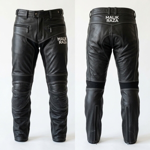 Pantalons de moto personnalisés |   Cuir de vachette de 1,3 mm |   Nom du pilote, numéro, logo - Product Image 4