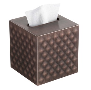 Bronze Finish Square Metal Tissue Box <b>Case</b> Dispenser Tabletop Tissue Storage Box For Bathroom Countertop Office Home Decor - Product Image 1