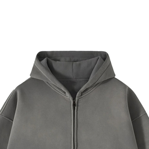 Sudadera con cuello simulado personalizada 2025, de forro polar de 380GSM, de peso pesado, estilo oversize, con corte holgado vintage y lavado ácido - Product Image 4