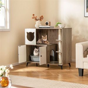 Cat Apartment with Litter Box and Scratching Post Furniture Locker for Feline Comfort - Product Image 4