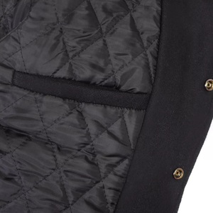 OEM Custom Men's Wool Embroidered Basketball Jacket 100% <b>Genuine</b> Cowhide Leather Stand Black Varsity Letterman Jacket for Winter - Product Image 2