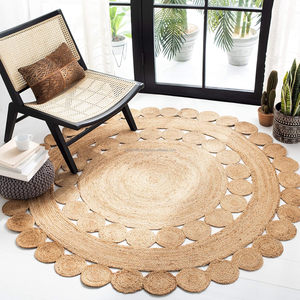Tapis de jute rond sur mesure lavable pour la maison porte de cuisine salon élégant et durable décor à la maison de l'Inde - Product Image 3