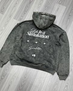 Men's Vintage Acid <b>Wash</b> 100% Cotton French Terry Pullover Hoodie Regular Fit Streetwear Winter 370grams - Product Image 1