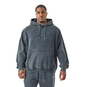 Custom 100% Cotton Fleece Vintage Drop Shoulder <b>Oversize</b> Pullover <b>Hoodie</b> Acid Wash Design <b>Long</b> Length Men's Hoodies Sweatshirts - Product Image 1