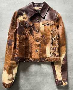 Blouson de moto en cuir véritable motif vachette, manches longues, col montant, fermeture éclair, fait main, style urbain, pour femme, automne - Product Image 3