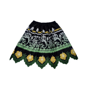 Jupe courte tendance pour femme à prix abordable, brodée de fleurs, coupe trapèze, avec taille plissée et cordon élastique - Product Image 1
