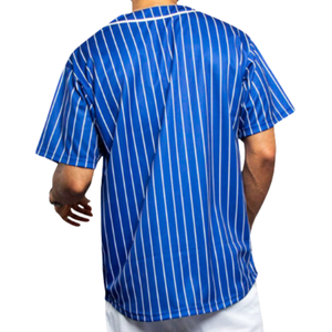 เสื้อเบสบอลแบบกระดุมหน้า ไซส์พลัส ผ้าโพลีเอสเตอร์/คอตตอน ระบายอากาศได้ดี คุณภาพพรีเมียม สีน้ำเงิน ดีไซน์สั่งทำได้ ขายดี - Product Image 2