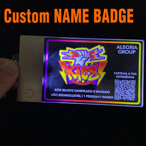 Custom Name Badge Premium <b>Rechargeable</b> <b>LED</b> <b>Light</b> Up Acrylic Visitor Name Badge with Logo for Employee Staff Corporate Conference - Product Image 1