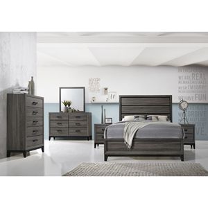 For Sierra Contemporary <b>Queen</b> <b>Size</b> Wood <b>Bed</b> in Gray Modern Wooden <b>Beds</b> - Product Image 6