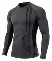 Rashguard Sport Homme Manches Longues Col Rond Coupe Slim Écologique Anti-UV Séchage Rapide Imprimé Numérique Noir Rouge Gris Polyester Spandex