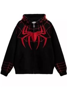 <b>Spider</b>-<b>Man</b> Red <b>Hoodie</b> <b>Men's</b> Black Zipper Front Custom Print Regular Fit Casual Sweatshirt 100% Cotton Knitted Autumn High Street - Product Image 4