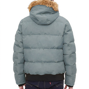 Veste matelassée jaune à capuche pour homme avec garniture en fourrure, coupe-vent, rembourrée de duvet, manteau d'hiver, style décontracté, coupe régulière - Product Image 6