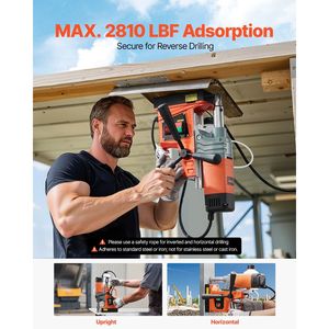 Trapano Magnetico Elettrico Portatile 1300W, Diametro di Foratura 1.6, 810 RPM a Vuoto, Foratura 2810 Lbf - Product Image 3