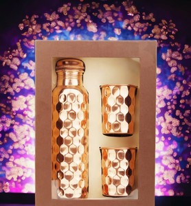 ขวดน้ำทองแดงสำหรับดื่มดีท็อกซ์ตอนเช้า ขวดเก็บน้ำสำหรับดื่มข้ามคืนเพื่อสุขภาพดีในชีวิตประจำวัน - Product Image 1