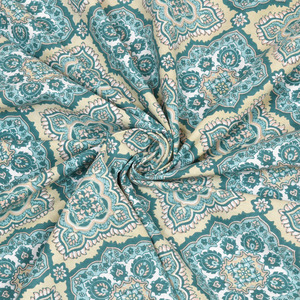 Elegant King Size Heritage Cotton Bedsheet Blue & Brown Mughal Inspired Print <b>Bed</b> Linen Set for Modern Bedroom Decor - Product Image 5