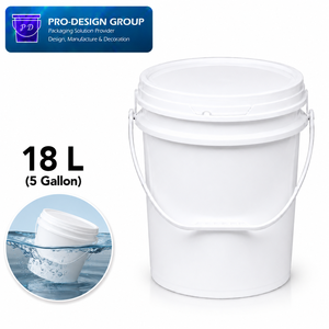 18L Plastic <b>Bucket</b> <b>with</b> Handle and Flat <b>Lid</b> for General Packaging, Leakproof Storage Solution - Product Image 1