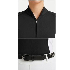 เสื้อขี่ม้าแขนสั้นแบบใหม่ OEM สีตามสั่ง ระบายอากาศได้ดี สวมใส่สบาย แห้งเร็ว สำหรับผู้หญิง แบบซิปครึ่งตัว - Product Image 4