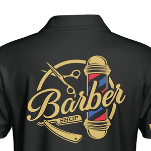 เสื้อยืดผู้ชายพิมพ์ลายคุณภาพดี โพลีเอสเตอร์/คอตตอน สำหรับร้านตัดผม ร้านเสริมสวย ร้านทำเล็บ  รับผลิตตามแบบ พร้อมสกรีนโลโก้  ขายดีอันดับหนึ่ง - Product Image 6