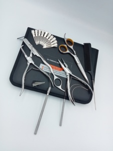 New Hair Extensions Tools Kit Silver Mirror Polish Stainless Steel Custom Logo Accepted Pliers Scissors Loop & <b>Hook</b> Metal <b>Clips</b> - Product Image 1