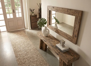 Mesa Consola de Madera Maciza Reciclada Más Vendida con Tapa de Madera Gruesa y Patas Angulares Resistentes para Muebles de Entrada - Product Image 3