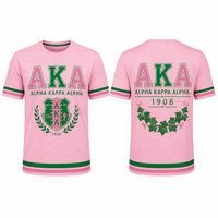 T-shirt à manches courtes Alpha rose vert, col rond, coupe classique avec motif lettres, t-shirt décontracté en tricot pour homme