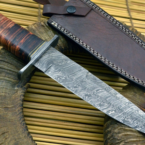 Couteau de chasse en acier Damas à motif, équipement de survie pour le camping en extérieur, lame fixe durable, outil tactique de poche, fournisseur en gros - Product Image 5