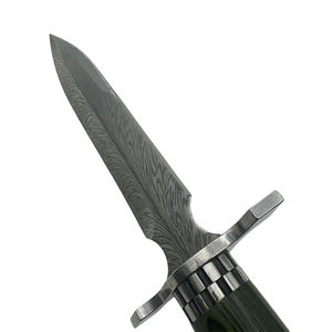 Couteau à lame fixe en acier Damas de haute qualité pour le camping, avec manche en bois vert et étui – Personnalisable OEM - Product Image 3