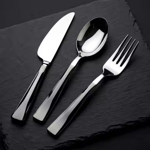 ชุดช้อนส้อมมีดสแตนเลสดีไซน์ใหม่ สำหรับรับประทานอาหารบนโต๊ะอาหาร - Product Image 3