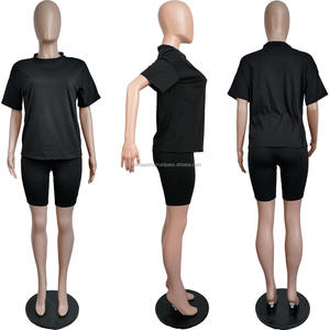Conjunto corto de 2 piezas de verano de alta calidad para mujer, conjunto de ropa de mujer, Camisa ajustada y conjunto corto para mujer - Product Image 5