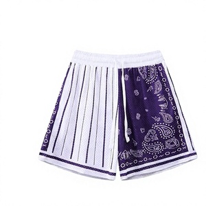 Shorts de basketball pour hommes, blancs, avec impression sérigraphique, respirants, écologiques, en polyester/coton, taille élastique, décontractés - Product Image 2