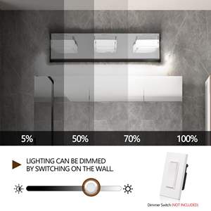 Modern <b>Chrome</b> Iron LED Bathroom Vanity <b>Light</b> Sleek Minimalist 3-<b>Lights</b> <b>Wall</b> Sconce Energy-Efficient Easy Install - Product Image 5