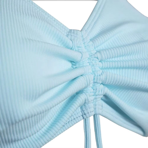 <b>Women</b>’s High Waist Bikini Set Ruched <b>Swim</b> Top and Matching <b>Shorts</b> Beach Pool Swimwear for OEM ODM Private Label Wholesale - Product Image 3