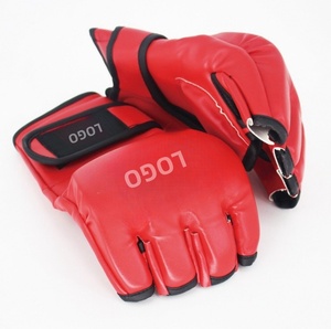 Guantes de Boxeo de Cuero Profesionales para Hombre, Guantes de Entrenamiento de Medio Dedo para Sanda, Muay Thai, Taekwondo - Product Image 1
