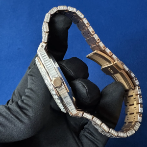 Bijoux noirs de l'océan A.P. Montre-bracelet automatique de luxe en acier inoxydable style diamant baguette moissanite pour hommes et femmes - Product Image 2