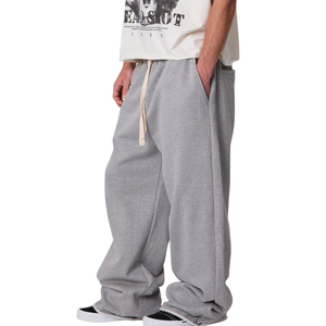 Customized <b>Men</b> Heavyweight Fleece <b>Trouser</b> Loose Wide Leg <b>Drawstring</b> Waist Open Hem Casual Streetwear Pants OEM Clothing Supplier - Product Image 1