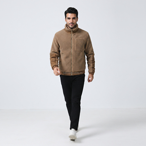 Men's Winter <b>Fleece</b> Jacket Stand Collar Zipper Closure Thick Warm Casual Solid Color Windproof Regular Fit <b>Sherpa</b> Lining - Product Image 5