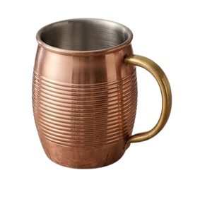 Mug en cuivre à design côtelé, bienfaits pour la santé, finition brillante, pour bière et vin, boissons, Ayurveda, camping, utilisation en extérieur - Product Image 2