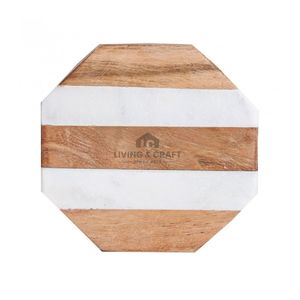 Juego de Posavasos Reutilizables de Madera de Acacia y Mármol Natural, Posavasos Modernos para Bebidas, Protección de Mesa de Lujo, Decoración del Hogar, Cocina - Product Image 1