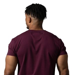 T-shirt de performance bordeaux pour homme, en coton léger, coupe athlétique, pour la gym, l'entraînement, le sport et le quotidien - Product Image 4