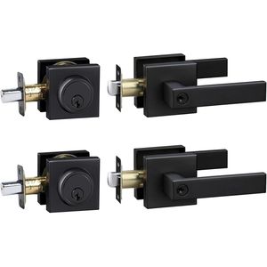 Serratura a Cilindro Singolo Nera Resistente con Chiave Combinata, Set Serratura per Porta Esterna con Maniglia Nera e Chiavi Coordinate - Product Image 1