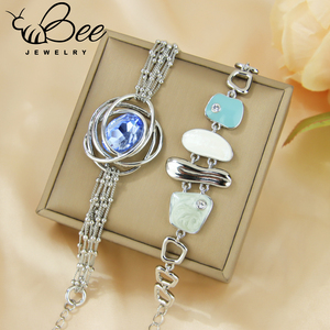 Fashion Unique 14k Gold and Silver Color Crystal Stone <b>Bracelet</b> Elegant Handmade <b>Copper</b> Women Wide Chains Resin <b>Bracelet</b> - Product Image 5