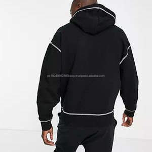 Sweat à capuche Oem Capuche en coton polaire oversize à tissage inversé Automne Hiver Street Wear Coutures blanches Sweats à capuche épais de qualité supérieure Unisex - Product Image 3