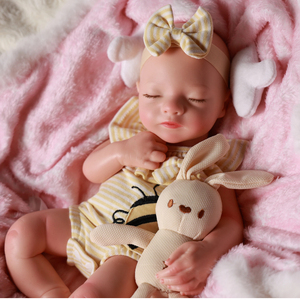 Poupées reborn en silicone intégral Babeside RTS Aurora de 16 pouces, bébé fille endormie, poupée en silicone platine, livraison rapide - Product Image 1