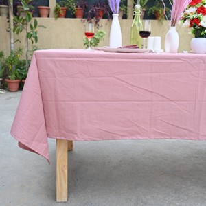 Pink Cotton Woven <b>Tablecloth</b> Plain Dyed Solid Color Outdoor Use Washable Simple Style Handcrafted Solid Pattern <b>Tablecloth</b> - Product Image 1