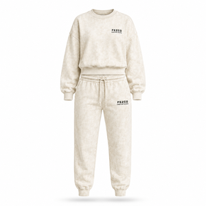 Trendy Acid Wash Hooded 100% Cotton <b>Women's</b> Winter Crop Hoodie Lace Rhinestone Embroidered Fleece <b>Baggy</b> <b>Trouser</b> 2-Piece Set - Product Image 3