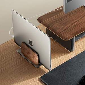 Soporte para Portátil con Diseño de Madera, Elevador de Escritorio, Soporte para Monitor, Base de Aluminio para Escritorio de Oficina - Product Image 6